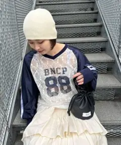 チャオパニック　レースドッキングフットボールTee