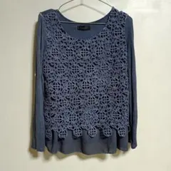 Ussine Sole! レース切り替え 長袖カットソー