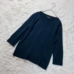 【バナナリパブリック】七分袖ニット　薄手　クルーネック　シンプル　レディース　S