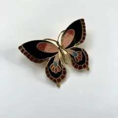 蝶々 バタフライ ブローチ 昭和レトロ 七宝焼 クロワゾネ カラフル 蝶のサムネイル