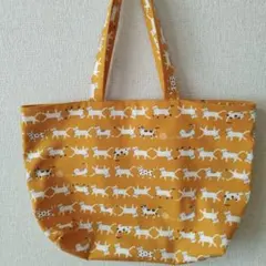 ハンドメイド　大きめ　エコバッグ　トートバッグ　猫柄