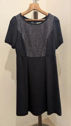 ネイビー 半袖 ワンピース ジャケット付き