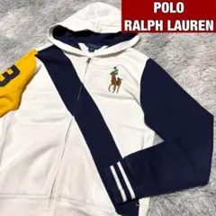 ポロラルフローレン ジップパーカー ビッグ刺繍ポニーロゴ マルチカラー 袖番号
