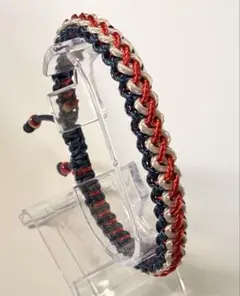 パラコードブレスレット ネイビー、ホワイト、レッド