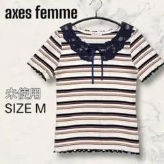 【未使用】 axes femme フラワー 刺繍 レース襟 ボーダー トップスのサムネイル