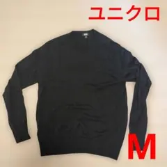 UNIQLO メリノクルーネックセーター ブラック ユニクロ　メリノウール