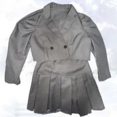 千鳥格子柄 グレー ブラック セットアップ M