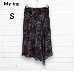 【My-ing】シフォンスカート アシンメトリー ペイズリー柄 日本製 W61