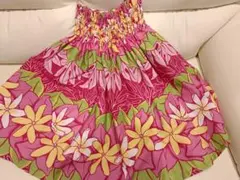 フラダンス用パウスカート ティアレ柄 ピンク 55cm丈