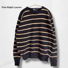 【ポロラルフローレン】ボーダーニット 旧タグ 紺 クラシック ゆったり L