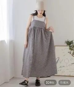 ローリーズファーム　ポコポコチェックキャミワンピース