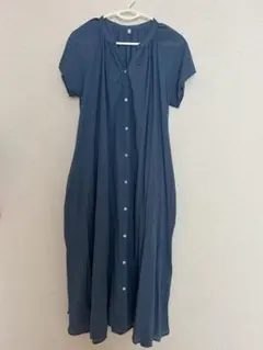 無印良品 シャツワンピース 半袖 ブルー M