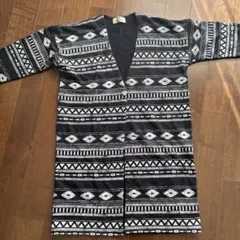 HEART MARKET 幾何学模様 ロング長袖裏毛カーディガン