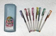 希少！★平成レトロ★ Rainbow 8本 全色セットラメ入りボールペン 廃盤品