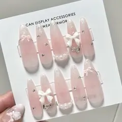 No.006 チークネイル ネイルチップ 秋冬ネイル ラメグラデ 韓国 ワンホン