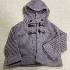 グレー フード付き ニットジャケット レディースＭ　　ポンチョ風