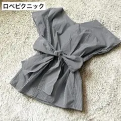 【ロペピクニック】ストライプ 半袖 トップス リボン付き　サイズ38（M）
