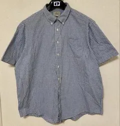 L.L.Bean　エルエルビーン　チェックシャツ　半袖　ブルー