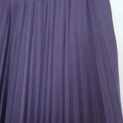 ウエストゴム　プリーツロングスカート　裏地付き　むらさき　パープル