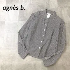 agnès b. ギンガム チェック 柄 長袖 シャツ ブラック ホワイト