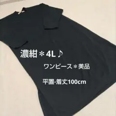 大きいサイズ＊濃紺 ワンピース 4L
