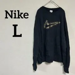 Nike 【L】ナイキ ブラック 長袖 トレーナー スウェット ゴールド