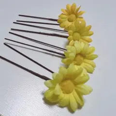 ひまわり 和風 髪留め ヘアアクセサリー ヘアピン Uピン 4本セット