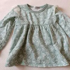 花柄長袖カットソー 110サイズ ミントグリーン