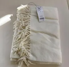 WEGO ホワイト 大判ストール フリンジ付き