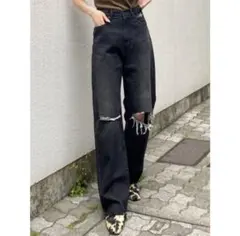 ルーズジャストウエストジーンズ EMODA