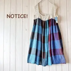 【新品・未使用】＊NOTICE!＊ マドラスチェック コットンチュニック 大きめ