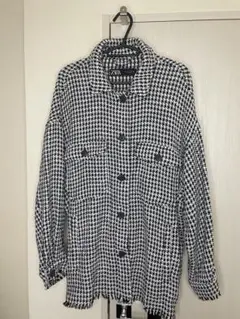 ZARA チェック柄 フリンジシャツジャケット Mサイズ