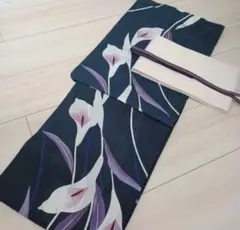 新品 呉服屋 凛・粋モダン！大人上品なカトレア 夏着物 浴衣3点セット