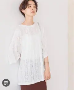 LEPSIM【レプシィム】総レース5分袖プルオーバー