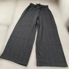 新品SHEIN ワイドパンツ ストライプ ブラック 9Yのサムネイル