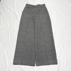 グレー ワイドスラックス ハイウエスト 古着系 トラッド カジュアル