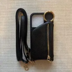 ショルダーストラップ付き iPhoneケース ブラック