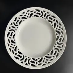 美品 リュネヴィル窯 パニエ プレート ホワイトレリーフ フランス