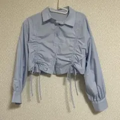 Retrogirl ショート丈 長袖シャツ ライトブルーのサムネイル