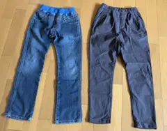 130サイズ デニムとグレーのサルエルパンツ