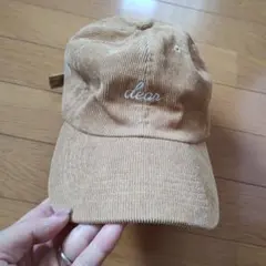 コーデュロイ キャップ ベージュ dear刺繍