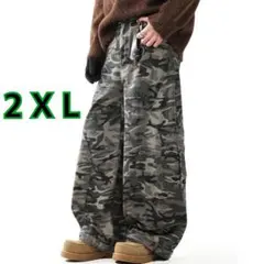 迷彩デニム　メンズ　ワイドパンツ　グランジ　バギー　カモフラ柄　サルエル　カーゴ