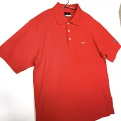 NIKE GOLF DRI-FIT ロゴ刺繍ポロシャツ 赤