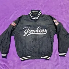 ヤンキース　マジェスティック　90s　刺繍スタジャン　XL　ブラックネイビー