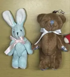 ☆値下げ☆ぬいぐるみ マスコット ストラップ クマ ウサギ 動物 アニマル 2点
