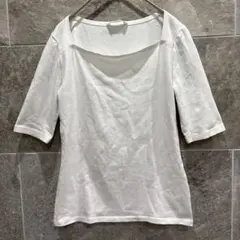 ⁠ザラ ZARA スクエアネック カットソー 五分袖 白 Tシャツ 1251⁠