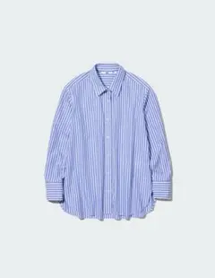 ユニクロ コットンストライプシャツ 長袖 M