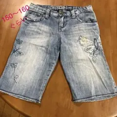 f.GAP 切りっぱなしのような デニムハーフパンツ 蝶 150〜160