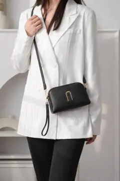 本革 スマホショルダー レディース お財布ポシェット ミニショルダー ブラック