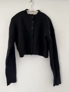 ZARA ブラッククロップドカーディガン S
